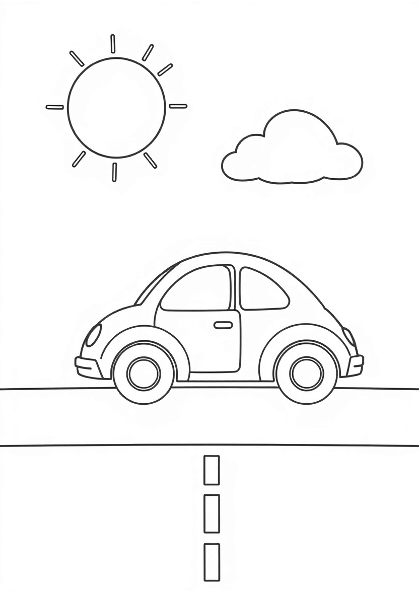 44-A_single__large__cute_rounded_car_placed
