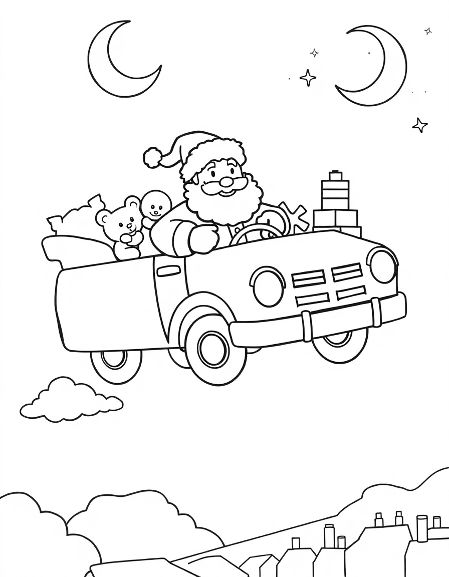 56-Santa_Claus_sits_in_a_cheerful_car_packe